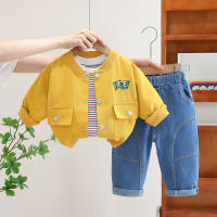 Ropa Infantil Para Niñas Y Niños Conjunto De 3 Piezas Primavera Otoño Camiseta Chaqueta Pantalones Deporte Casual Unisex Talla 4-6Años - details 2