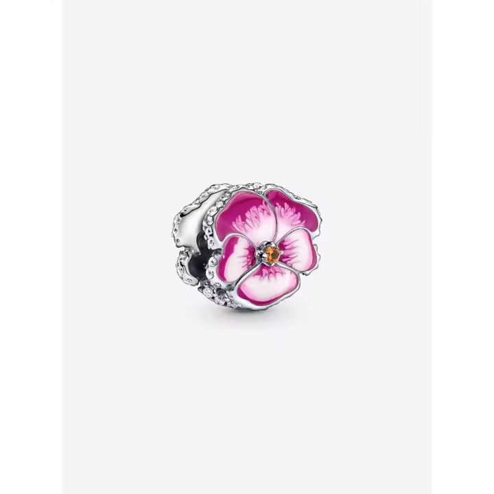 Pandora - Charm de Flor de pensar Rosa-Plata de Lei - 1