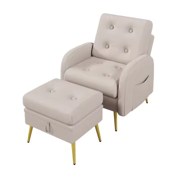 Nueva Plaza con reposapiés, respaldo regulable en 3 secciones, inclinable, Silla con estantes laterales - 1