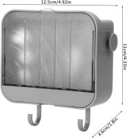 Jabonera montada en la pared con tapa abatible, caja de jabón a prueba de fugas con 2 ganchos, caja de jabón autoadhesiva bandeja de jabón de ducha para baños cocinas (gris) - details 0