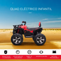 HOMCOM Quad Eléctrico 12V para Niños +3 Años con 2 Motores Faros Música Neumáticos de Suspensión Botones Avance y Retroceso Vehículo Eléctrico a Batería 100x65x73 cm - details 3