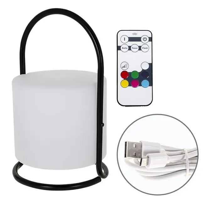 KENSI Lámpara de mesa 7 colores, cable USB y mando IP44 1x0,5W LED 80lm Al28xP.17cm Blanco/Negro - 1