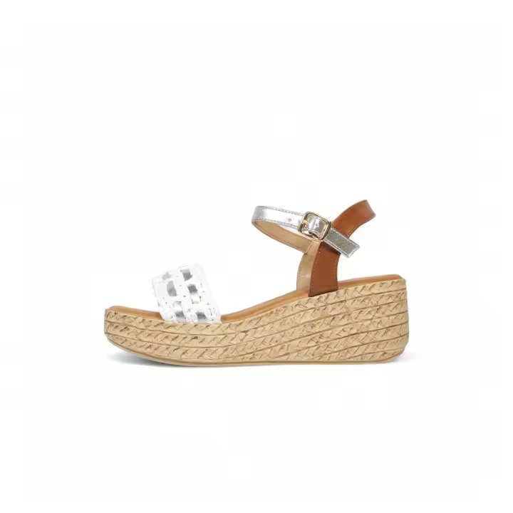 Sandalias de cuña para mujer con tira trenzada de brillos js1878 - 1