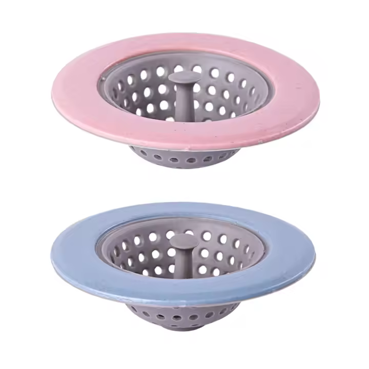 PORCHEDDU Colador de Drenaje para fregadero de Cocina, paquete de 2 tapones de silicona para fregadero de Cocina with Borde de Maple inoxidable, Borde 4,5 pulgadas de diámetro - 1