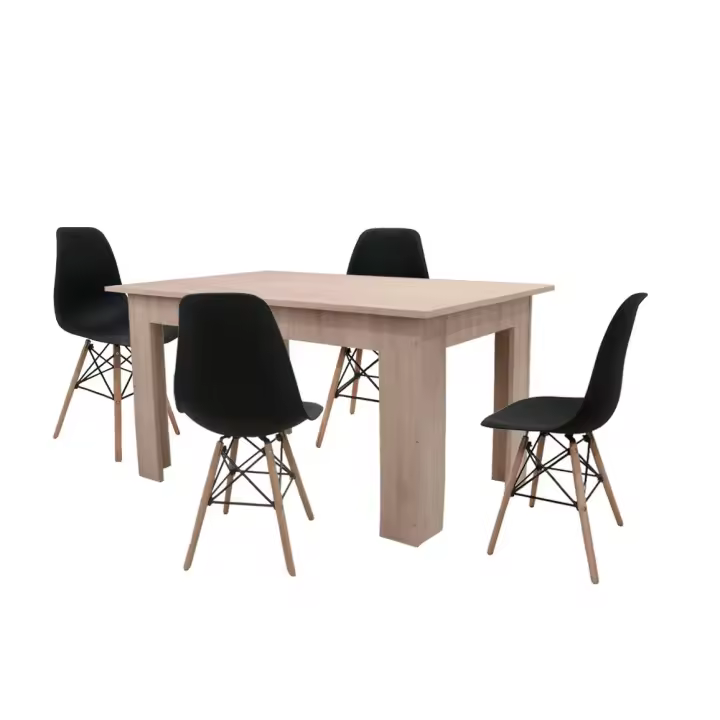 Mesa de Comedor o Cocina Cambria + 4 Sillas Estilo Nordico negro - 1