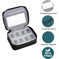 Caja Organizadora De Pastillas Semanal Para Viaje Porta Vitamina Y Suplemento Ecológico De Tela Rectangular 7-Días - details 12