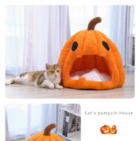 Casa De Gato Y Perro Con Diseño De Calabaza De Halloween Cama Acolchada Para Mascotas Caliente Para Otoño E Invierno Alfombra Para Mascotas - details 5