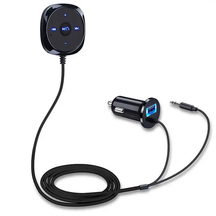 Bluetooth Kit de coche, Bluetooth receptor, Adaptador de audio Manos libres Bluetooth, Micrófono incorporado, clip de ventilación de Aire, Cargador de coche USB 2.1A - 1