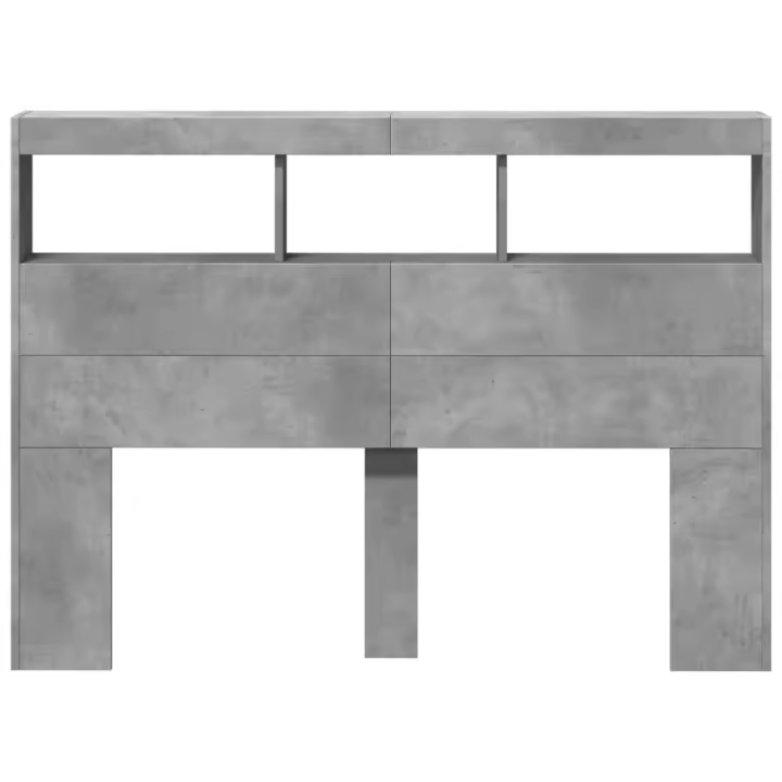 vidaXL Cabecero de cama con luz LED gris hormigón 140x17x102 cm - 1