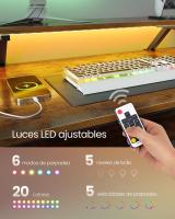 Escritorio Esquinero en Forma de L para Juegos - Con Luces LED, Tomas de Corriente, Soporte de Monitor y 2 Cajones, Fácil de Montar, Ideal para Oficina en Casa - details 5