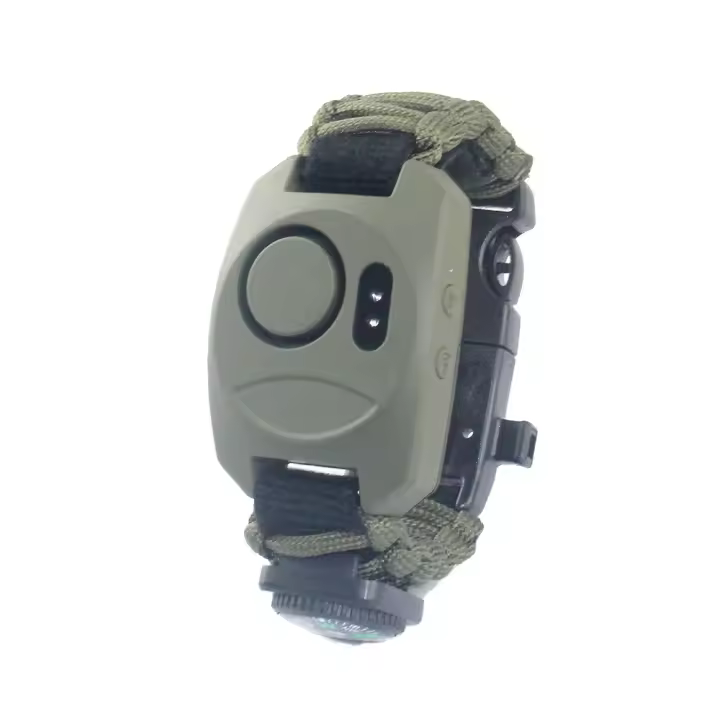 Pulsera de supervivencia al aire libre para hombres y mujeres, kit de pulsera militar con pedernal + brújula + termómetro + silbato + cuchillo + luz LED para exteriores, excursionistas, exploradores - 1