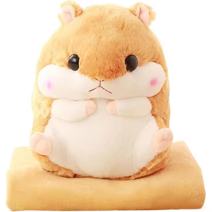 Almohada de hámster de peluche suave con manta cómoda de 100 cm x 170 cm, marrón claro - 1