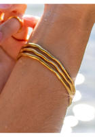 Pulsera Minimalista De Acero Inoxidable Peri'sbox En Color Oro Irregular Y Torcida Stackable Para Mujer Joyería Antirrota - details 6