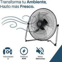 Ventilador Industrial de Suelo y Sobremesa 80W – 3 Velocidades, Aspas Metálicas 18", Parrilla Reforzada, Alto Caudal de Aire, Motor Potente y Silencioso - details 2