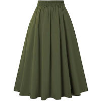 ZANZEA Falda Larga Sólida Para Mujer Vintage Cintura Alta Plisada Estilo Verano Primavera A-line Con Botones Maxi Faldas Formales Polyester - details 4