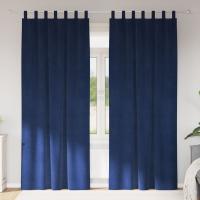 Cortinas Blackout vidaXL con lazos colgantes 2 pcs de terciopelo azul oscuro - details 0
