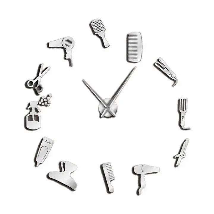 Grande Reloj de Pared Moderno Peluquería Barbería Plateado 120 Cm - Aguja Aluminio - 1