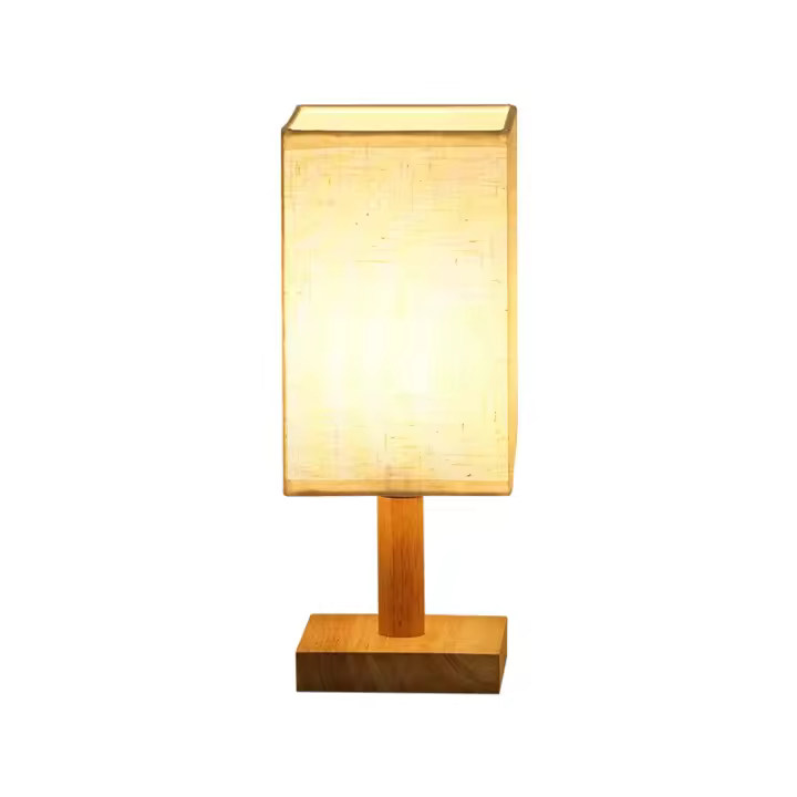 HY 1pc Lámpara De Mesilla De Noche, Lámpara De Cortina Cuadrada De Tela Para Mesilla De Noche Minimalista De Madera Maciza, Lámpara De Lectura De Escritorio Para Habitación De Niños, Sala De Estar, Oficina Y Dormitorio ( Gris Cáñamo/Amarillo Cáñamo/Oreja - 1