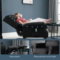 HOMCOM Sillón de Masaje Sillón Relax Reclinable con Mando a Distancia 2 Zonas de Masaje Bolsillo Lateral y Tapizado en Tejido de Ante 78x83x101 cm - details 4