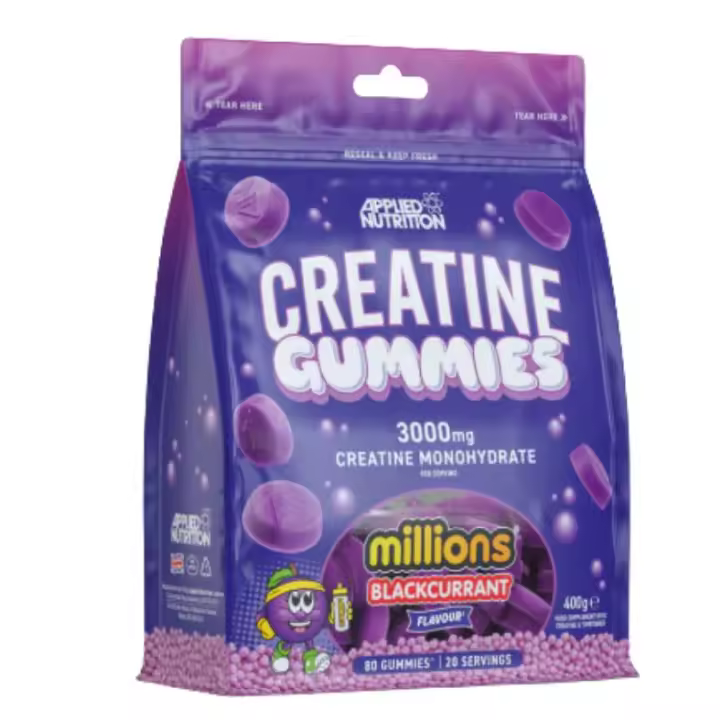 APPLIED NUTRITION - Gomitas de monohidrato de creatina (20 porciones) - (Sabor Grosella Negra)  Las gomitas de monohidrato de creatina de Applied Nutrition ofrecen una forma deliciosa y práctica de potenciar tu rendimiento deportivo - 1