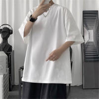Camiseta De Algodón Para Hombre Estilo Coreano Hip-hop Casual Clásica De Verano Manga Corta Sólida En Negro Y Blanco - details 7