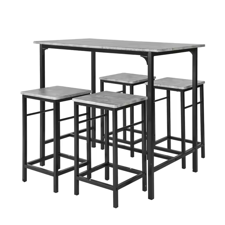 SoBuy Juego de Mesa y Taburetes para Comedor Set de Mesa Alta de Bar y 4 Taburetes Intustrial OGT11 ES - 1