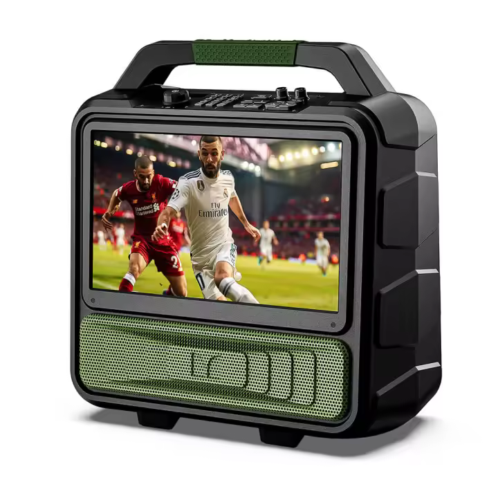 Monster VMay Televisor portátil para exteriores, pantalla 1080P Full HD de 15.6 pulgadas, audio de 60W, batería recargable incorporada de 12V/9A, 8 horas de reproducción de video, 25 horas de audio, Al aire libre, observación en vivo - 1