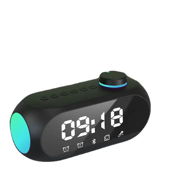 Bluetooth pequeño altavoz luz de la noche altavoz pesado subwoofer portátil mini reloj alarma de Casa escritorio sonido - 1
