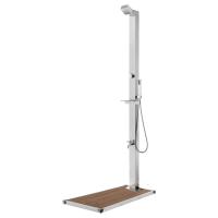 vidaXL Ducha de Jardín con Base 225 cm Acero Inoxidable Piscina Playa Color Gris,  Marrón, y mas - details 1