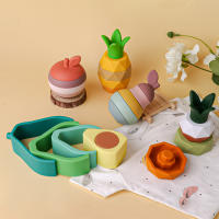 Juego De Construcción De Bricolaje Para Bebés Con Bloques De Silicona Formas De Frutas Juguetes De Mordedor De Goma Montessori - details 1