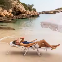 Flamingueo Silla Playa Agujero Acolchado Cabeza y Brazos Reclinable 5 Posiciones Reposapiés y Reposabrazos Confort Asas Mochila Fácil Transporte 83,2 x 66,7 x 97 cm - details 10