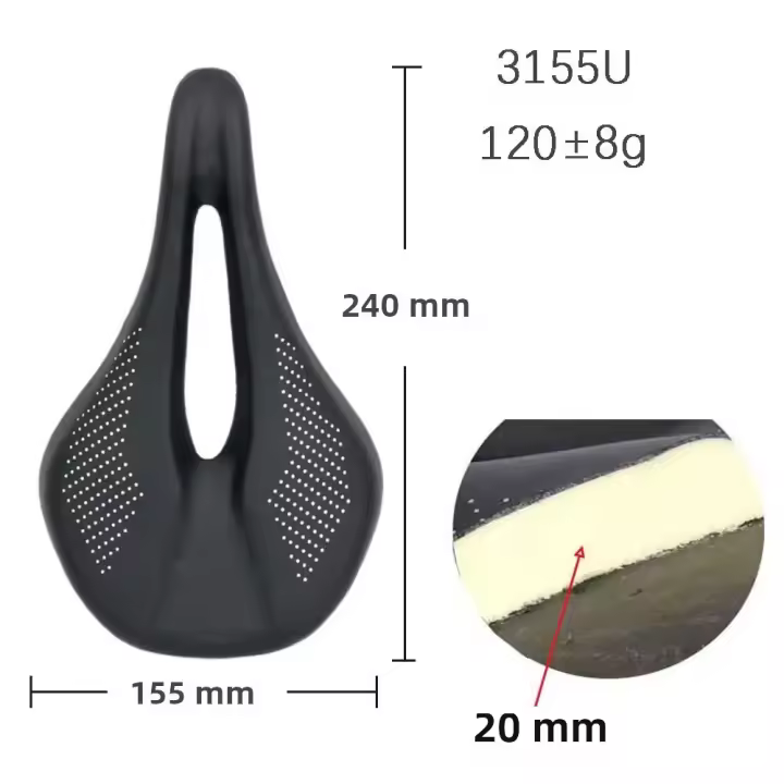 Sillín De Bicicleta Elitaone De Carbono 90g Super Ligero Para MTB/Road Sillín De Cuero Textura UD Para Ciclismo Unisex - 1