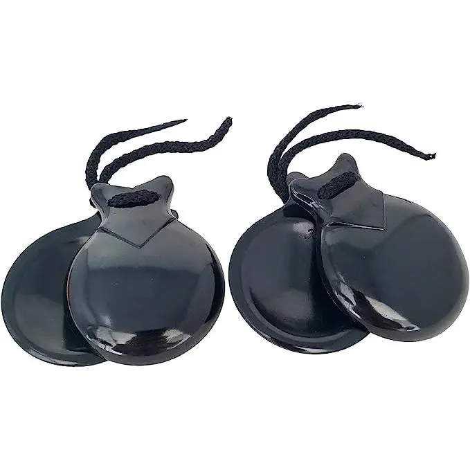 New Brand Castañuelas Pollopas Negras  Rockstar Music JALE 200-6 para Iniciación en Baile y Percusión - 1