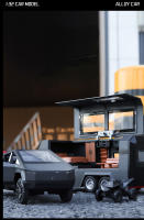 Modelo De Camión Tesla Cybertruck 1:32 Con Luz Y Sonido Coche De Metal Para Niños Regalo Con Maleta A914 Coche De Playa a Escala - details 9