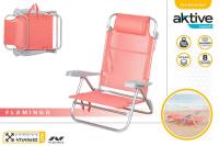 AKTIVE Silla playa plegables, 7 posiciones gran surtidos de modelos 47x49x82 cm Incluye cojín acolchado, Asas de transporte, Soporta 110 kg, Sillas respaldo reclinable, Multiposición oficial CALIDAD DE CONFIANZA TOP VENTAS AZUL CLARO,NARANJA.AZUL MARINO - details 1