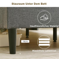 Cama tapizada Cabecero de Cama Doble with Almacén Marco de Cama with USB de carga e iluminación LED Somier de lámparas de Madera, 160*200CM Gris (with colchón) - details 8