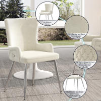 Juego de 4 Sillas de Coque Terciopelo Beige Lujo | Patos de Metal Plisado Resistentes y Elegantes | Estilo Moderno para Sala de Estar, Dormitorio y Espacios de Ocio - details 1