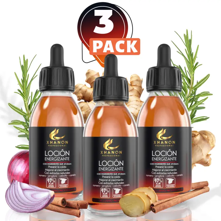 Aceite con Romero para el Crecimiento del Cabello - Fórmula 97% de Origen Natural - Con extractos Vegetales - Loción energizante - Romero Canela Jengibre Cebolla (x3 PACK) - 1