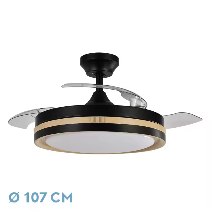 Ventilador Dc Viper Negro/madera 72w 3aspas 107d 7200l M 6vel 3000k,4500k,6000k, Remoto+temporizador+memoria Fabrilamp - 1