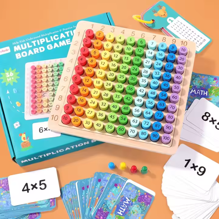 Juguetes Educativos De Madera Para Niños Montessori Tabla De Multiplicación 9x9 Aide Docente De Matemáticas Para Niños Regalos - 1