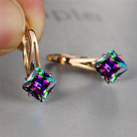 Aretes De Borde De Lujo Para Mujer Con Zirconia Cristal En Color Champán Y Rosa Oro Aretes De Boda Moda Geométrica - details 6