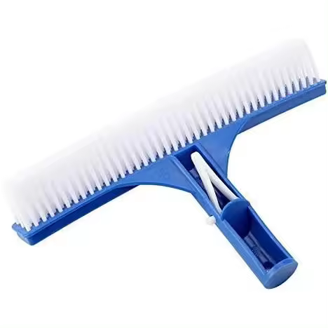 Cepillo de limpieza de piscinas de plástico de 10 pulgadas con orificios para tornillos para colocar una varilla telescópica para limpiar piscinas de spa, jacuzzis y piscinas de entrenamiento - 1