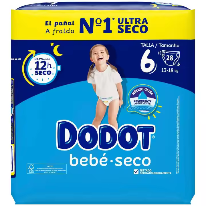 Dodot Bebe Seco Talla 6 13-18Kg 28Uds - 1