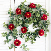Rosa De Seda 180cm Flores Artificiales Con Hojas De Eucalipto Vínculos Para Decoración De Hogar Navidad Bodas Arreglo De Mesa Jardín - details 0