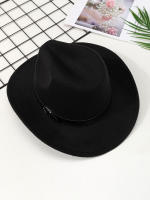 Sombrero De Vaquero Occidental Con Cinturón Curled Accesorios De Piel De Oveja Estilo Nacional Para Rendir Cuentas Y Actuaciones De Jazz - details 3