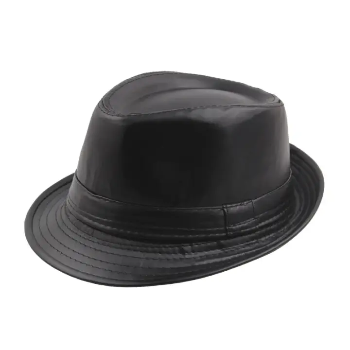 Sombrero De Paja Panamá De Cuero PU Para Hombres Moda Vintage Jazz Exterior Otoño E Invierno Regalo Para Adultos Mayor - 1