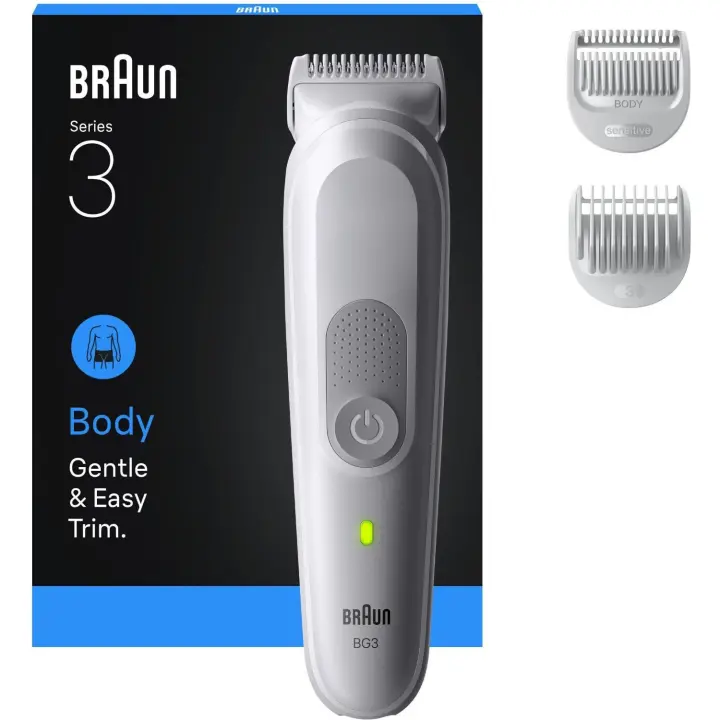 Braun Body Groomer  Series 3, Modelo BG3530, Afeitadora Para El Cuerpo, 3 Herramientas De Afeitado, Con Protección SkinGuard, Autonomía De 80 Min, Suave Para Zonas Sensibles, Afeitarse y Cortar, Impermeable. - 1