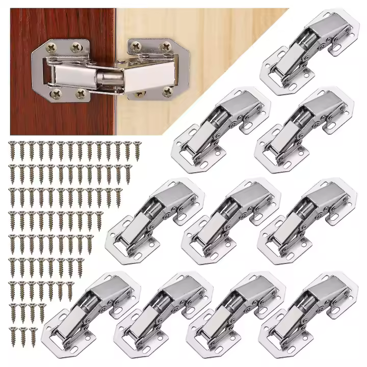 10pcs Cabinet Hinges With Screws, Soft Close Hinges For Kitchen Cupboard Doors, 90 Degree Hinge - 1