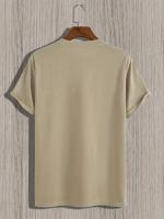 Camiseta De Algodón Puro 100% Para Hombre Verano Suelta Casual Estampado Cómoda Y Transpirable Cuello Redondo Manga Corta Top - details 5