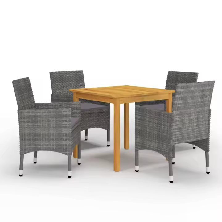 vidaXL Juego de comedor de jardín de 5 piezas gris - 1